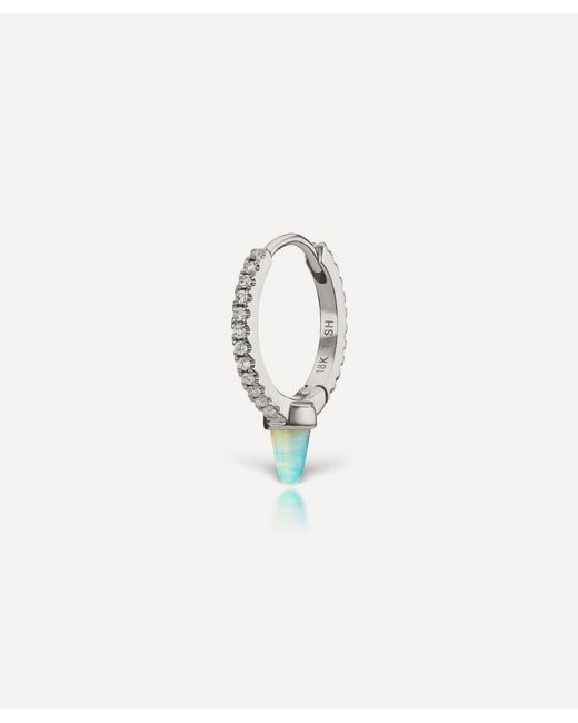 Maria Tash 9.5mm Single Short Opal Spike Diamond Eternity Hoop Earring