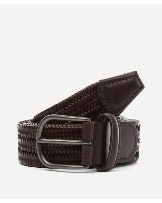 Andersons Plain Leather Woven Belt
