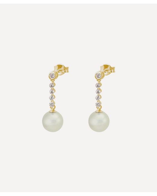 Kojis Diamond and Pearl Drop Earrings