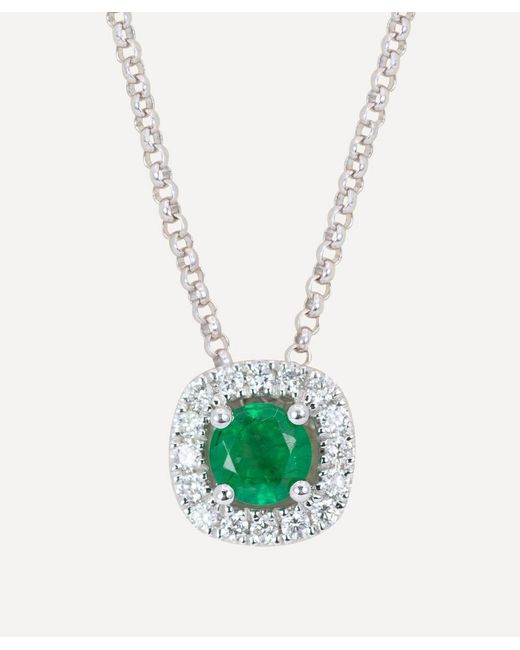 Kojis Gold Emerald and Diamond Cluster Pendant Necklace