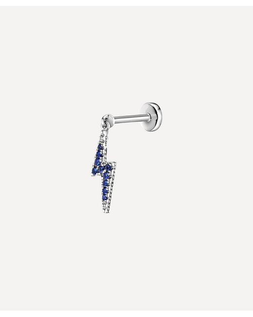 Maria Tash 18ct Diamond and Sapphire Lightning Bolt Charm Single Threaded Stud Earring