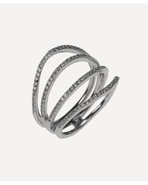 CZ by Kenneth Jay Lane Rhodium-Plated Pave Cubic Zirconia Four-Band Ring