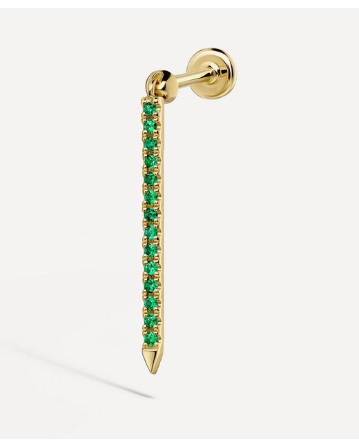 Maria Tash 18ct 18mm Emerald Eternity Bar Charm Single Threaded Stud Earring