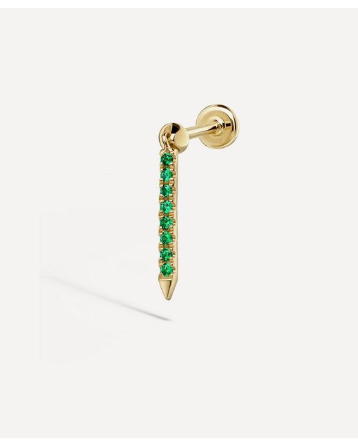 Maria Tash 18ct 11mm Emerald Eternity Bar Charm Single Threaded Stud Earring