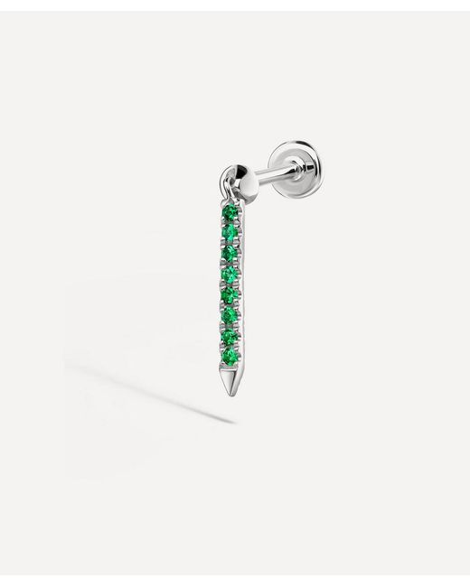 Maria Tash 18ct 11mm Emerald Eternity Bar Charm Single Threaded Stud Earring