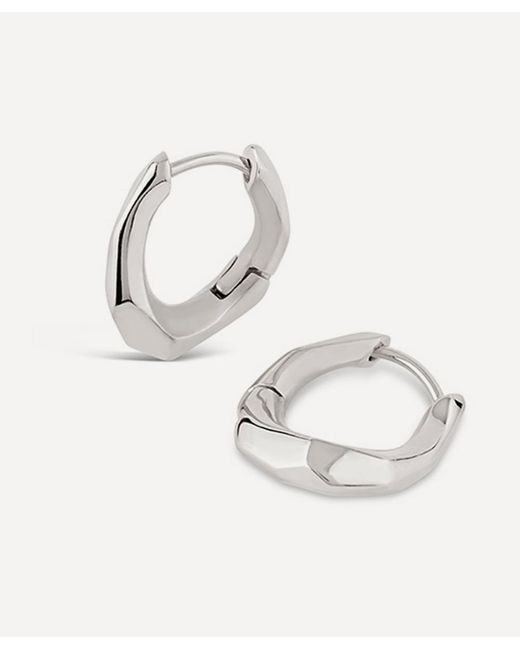 Dinny Hall Sterling Thalassa Small and Chunky Faceted Huggie Hoop Earrings