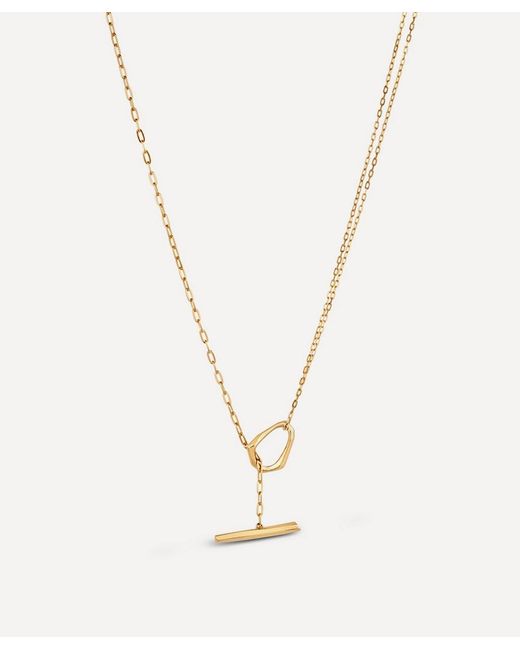 Dinny Hall 22ct Plated Vermeil Silver Thalassa Faceted Medium T-Bar Lariat Pendant Necklace