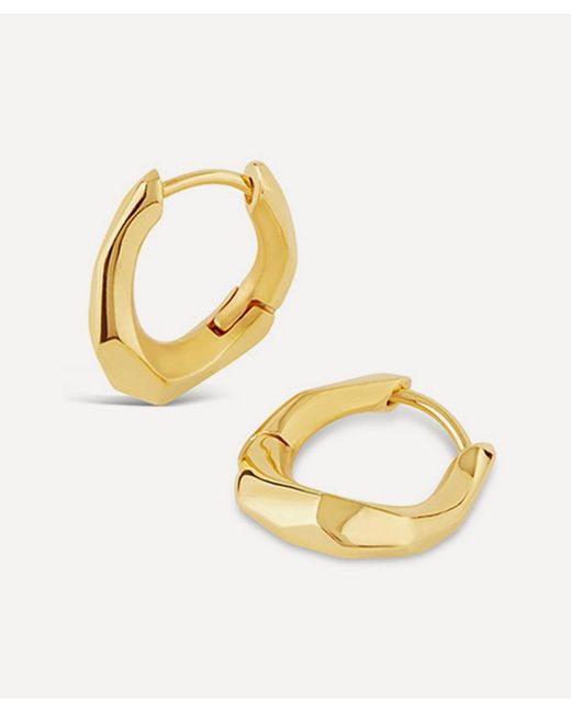 Dinny Hall 22ct Plated Vermeil Silver Thalassa Small and Chunky Faceted Huggie Hoop Earrings
