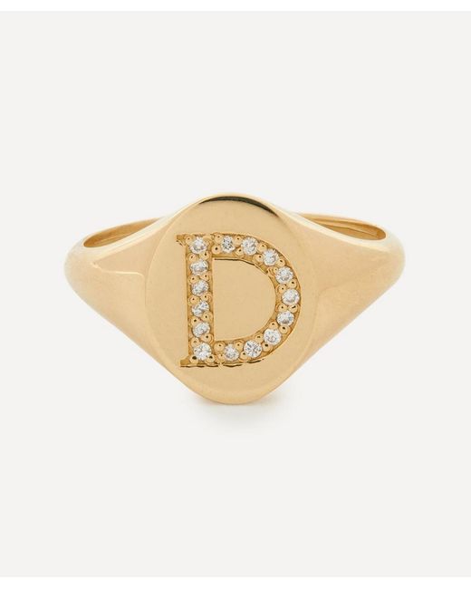 Liberty 9Ct And Diamond Initial Signet Ring D