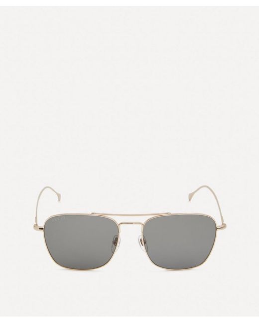 Gucci Rectangular Full Rim Metal Sunglasses