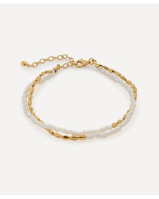 Monica Vinader 18Ct Gold-Plated Vermeil Silver Mini Nugget Pearl Beaded Bracelet