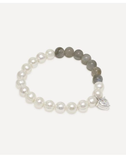 Completedworks 14ct plated Freshwater Pearl And Labradorite Bead Bracelet