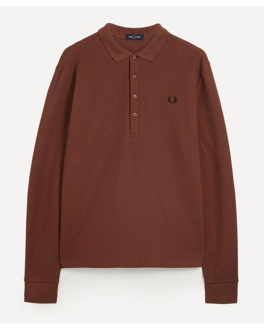 Fred Perry Honeycomb Cotton Long Sleeve Polo