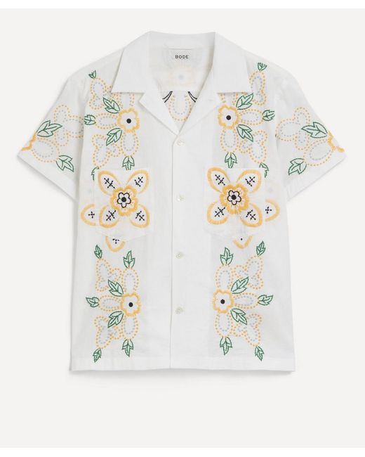 Bode Embroidered Buttercup Short Sleeve Shirt