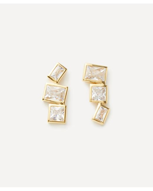 Completedworks 18ct Gold-Plated Vermeil Cubic Zirconia Tetris Earrings