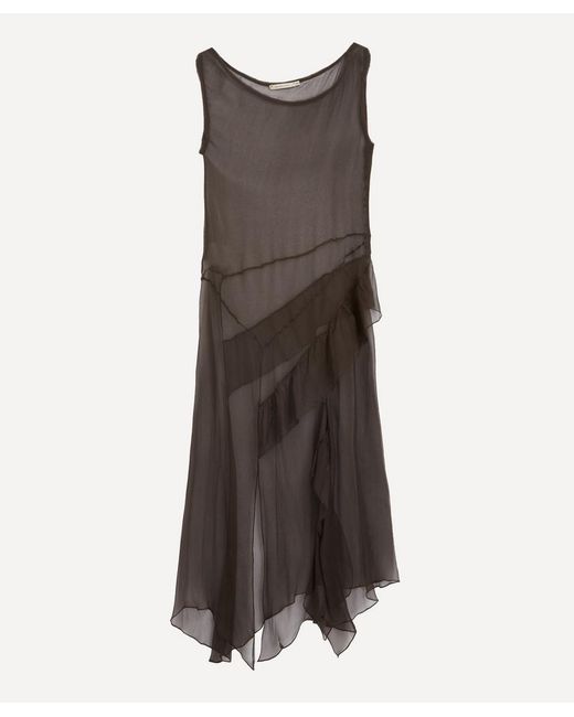 Paloma Wool Fox Sheer Silk Asymmetric Ruffle Dress