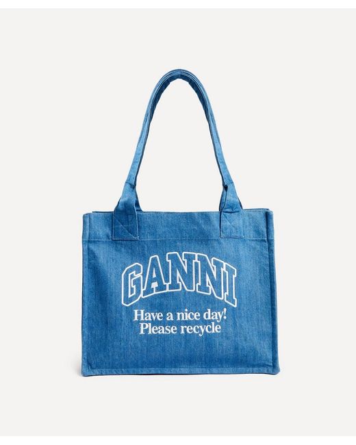 Ganni Large Easy Shopper Denim Bag