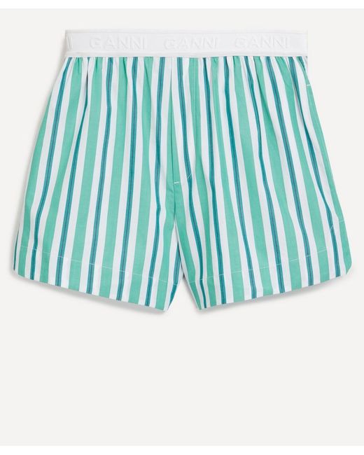 Ganni Striped Cotton Elasticated Shorts