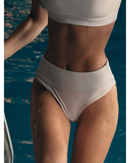 Lichi Ribbed high-rise bikini bottoms