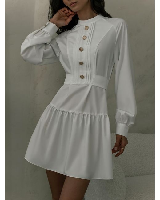 Lichi Mini dress with stand-up collar and golden buttons