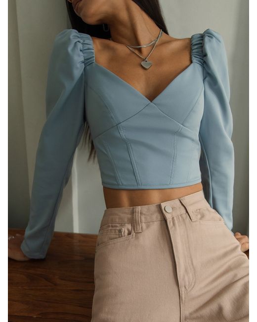 Lichi Cropped corset top with long sleeves