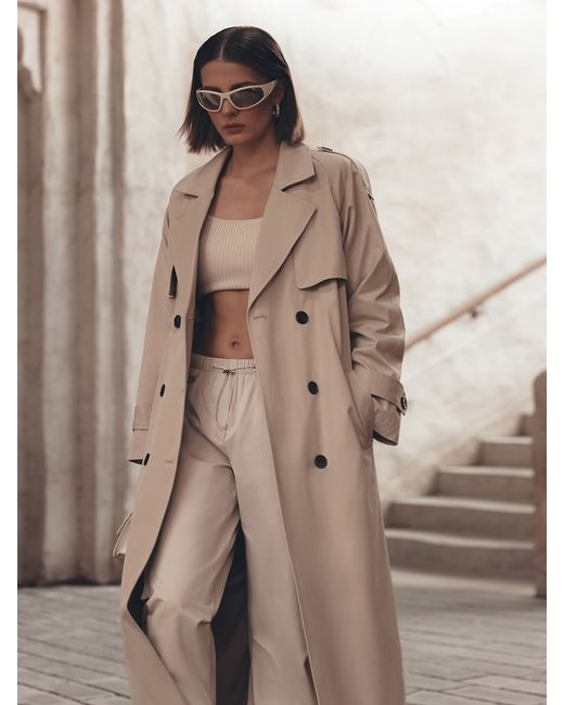 Lichi Double-breasted maxi trench coat