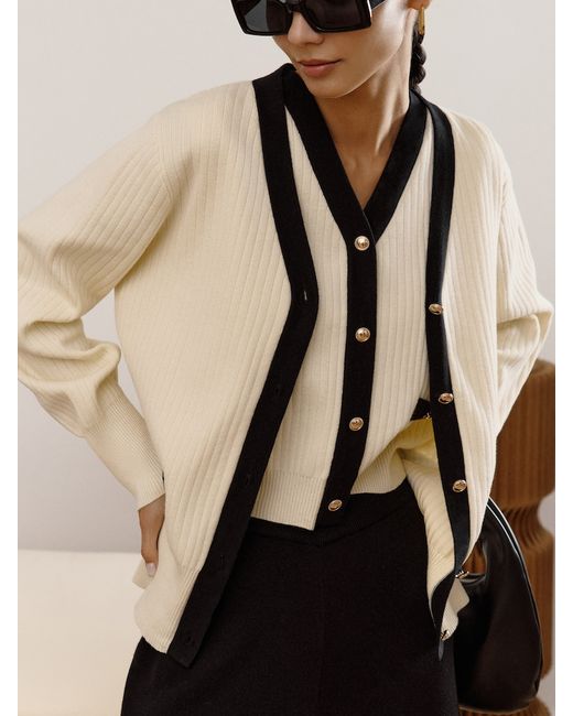 Lichi Oversized knitted cardigan with contrast details