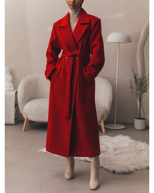 Lichi Double-breasted midi coat with buttons and matching belt