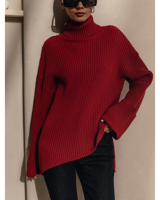 Lichi Asymmetric ribbed-knit sweater