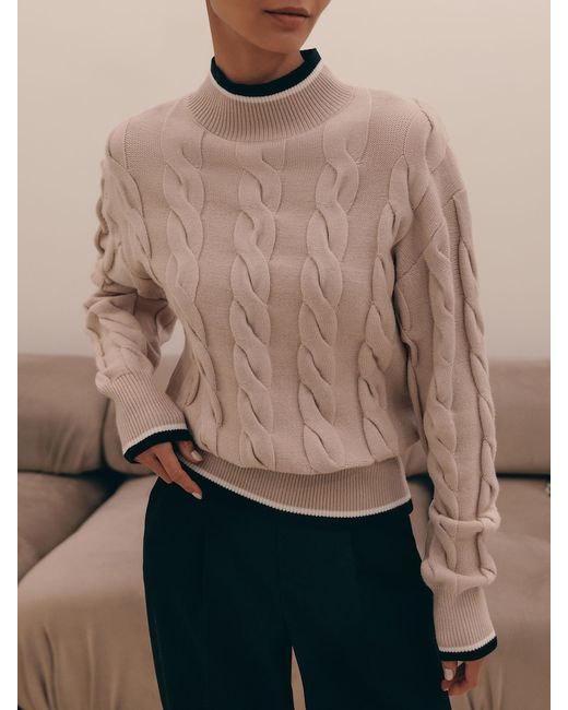 Lichi Cable-knit sweater with contrast details