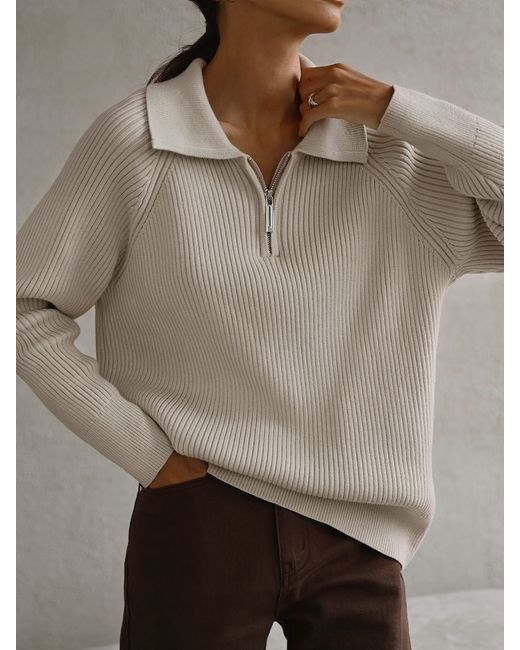 Lichi Oversized zipped polo-collar sweater