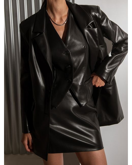 Lichi Single-breasted vegan-leather blazer