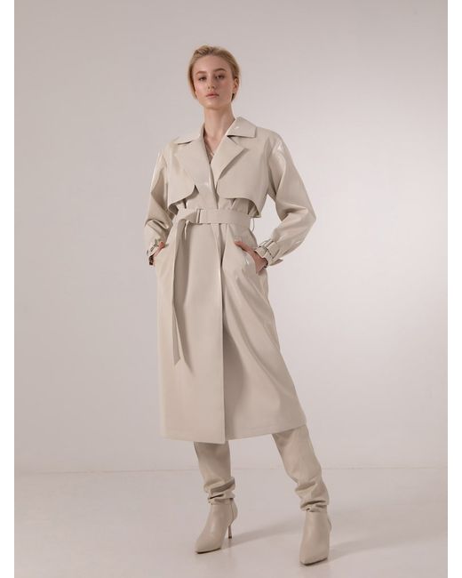 Lichi Belted vinyl trench coat