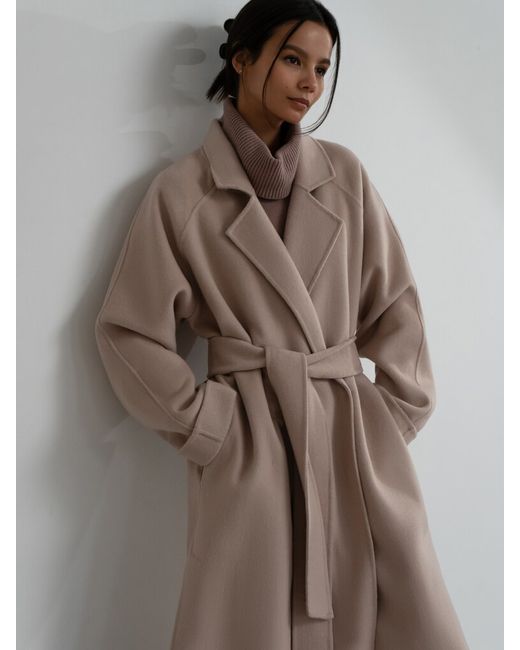 Lichi Oversized wool coat with sash belt