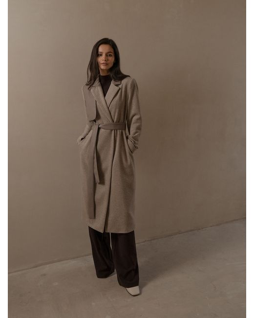 Lichi Straight wool coat with vegan-leather details
