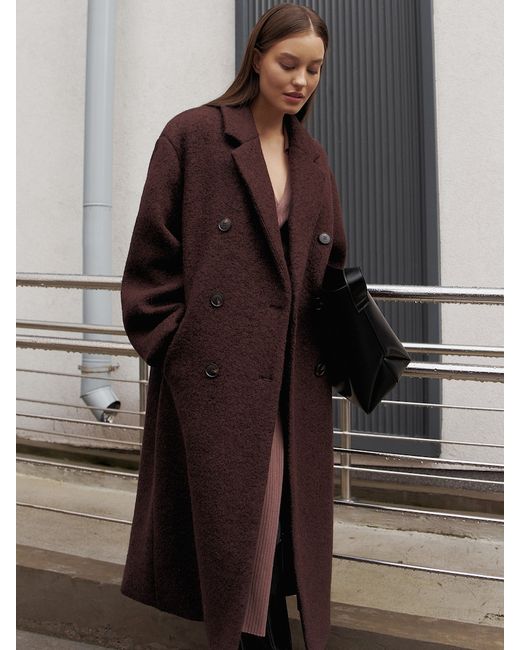Lichi Oversized double-breasted wool coat with tonal sash