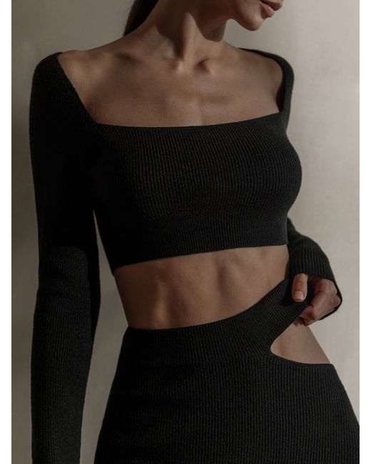 Lichi Fitted ribbed-knit crop top