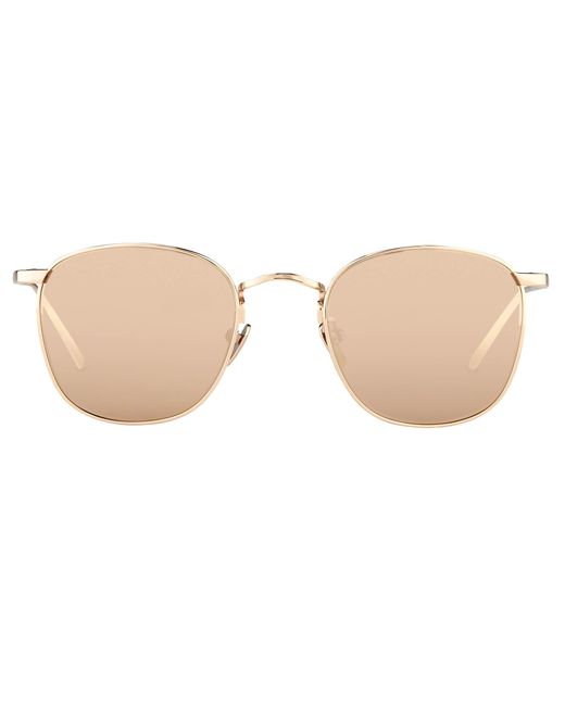 Linda Farrow The Simon Square Sunglasses in Rose Gold Frame C3