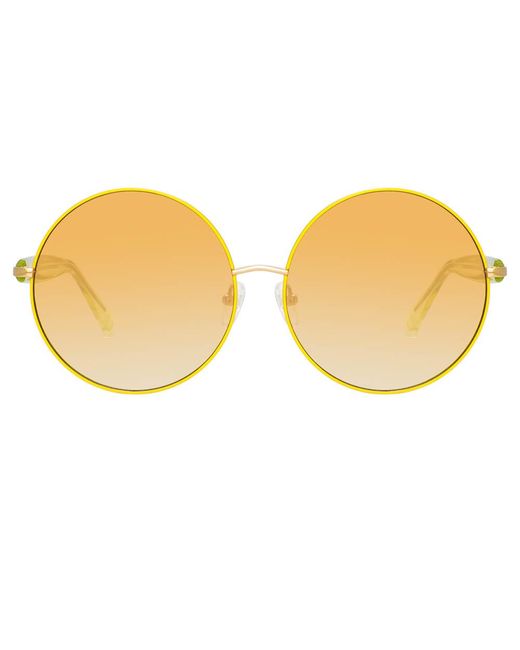 Matthew Williamson Posy Round Sunglasses in Yellow