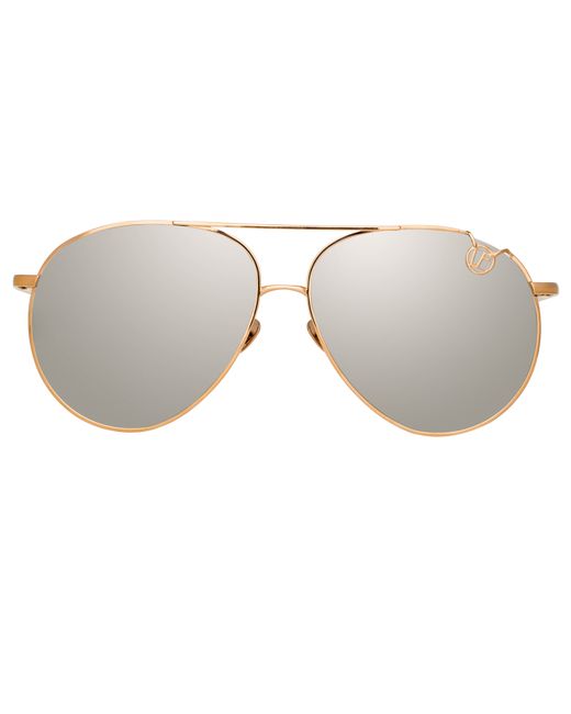 Linda Farrow Joni Aviator Sunglasses in Rose Gold and Platinum Lenses