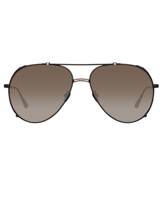 Linda Farrow Newman Aviator Sunglasses in Black