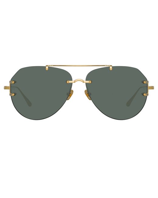 Linda Farrow Duit Aviator Sunglasses in Gold