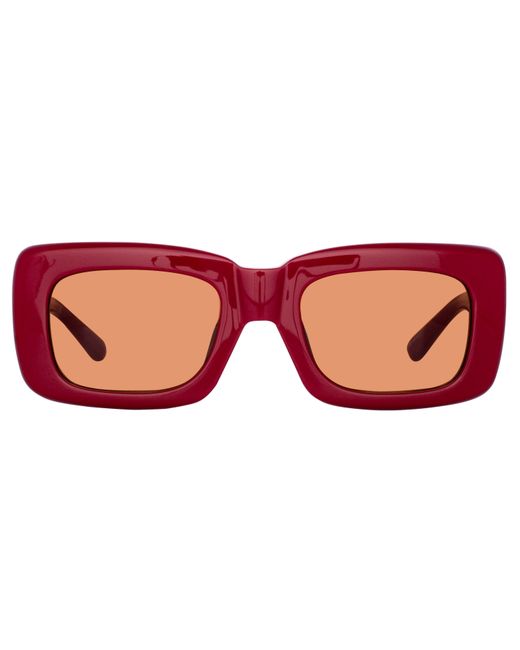 Attico Marfa Rectangular Sunglasses in Bordeaux