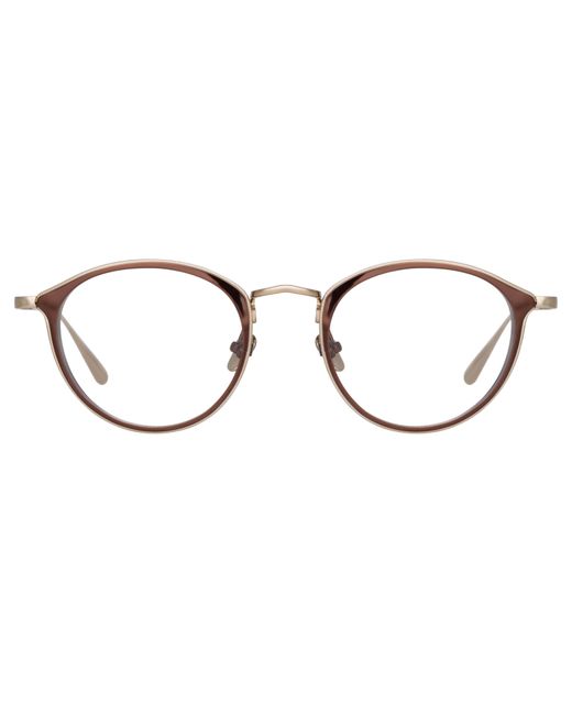 Linda Farrow Luis Oval Optical Frame Light Gold and Brown