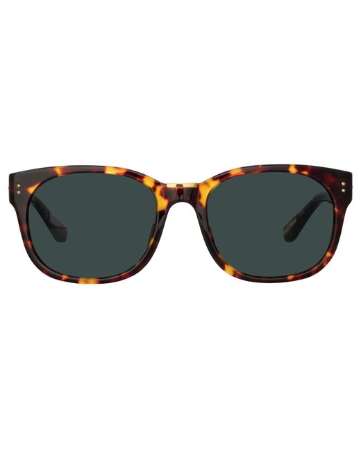 Linda Farrow Cedric Rectangular Sunglasses Tortoiseshell