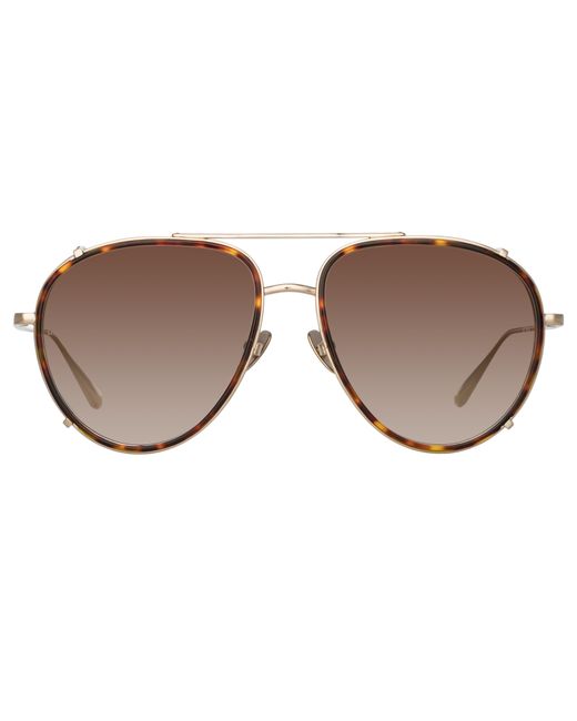 Linda Farrow Dimitri Aviator Sunglasses Light Gold