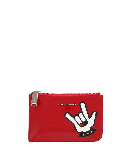 Dsquared2 SMALL HAND PATCH PATENT LEATHER POUCH