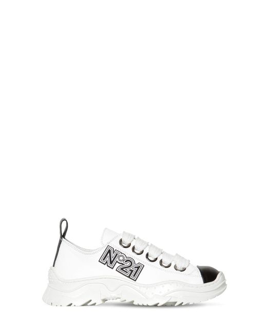 N.21 Logo Patch Leather Sneakers