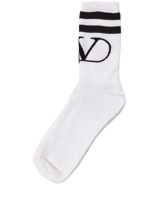 Valentino V Logo Cotton Blend Socks