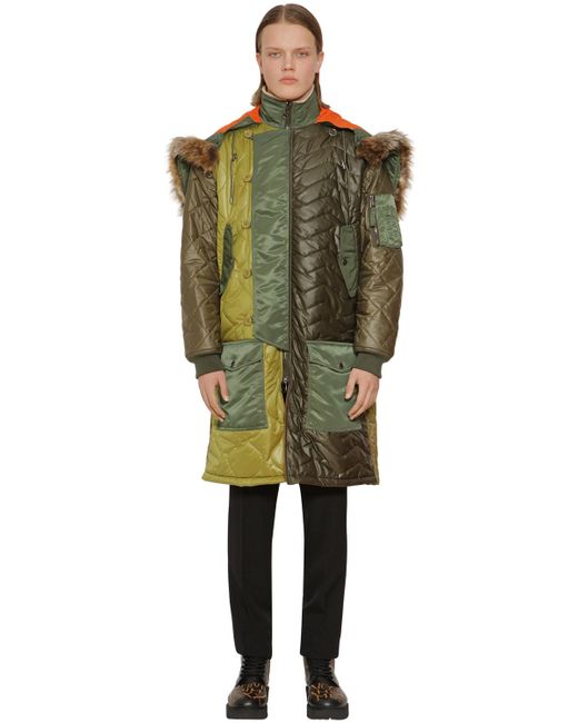 Moschino Long Quilted Patchwork Parka